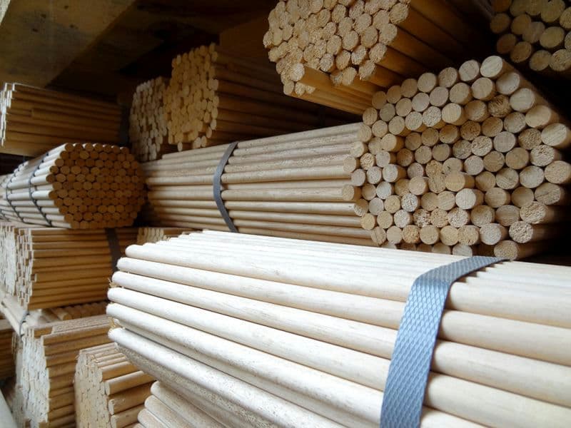 Ronde stokken rubberwood